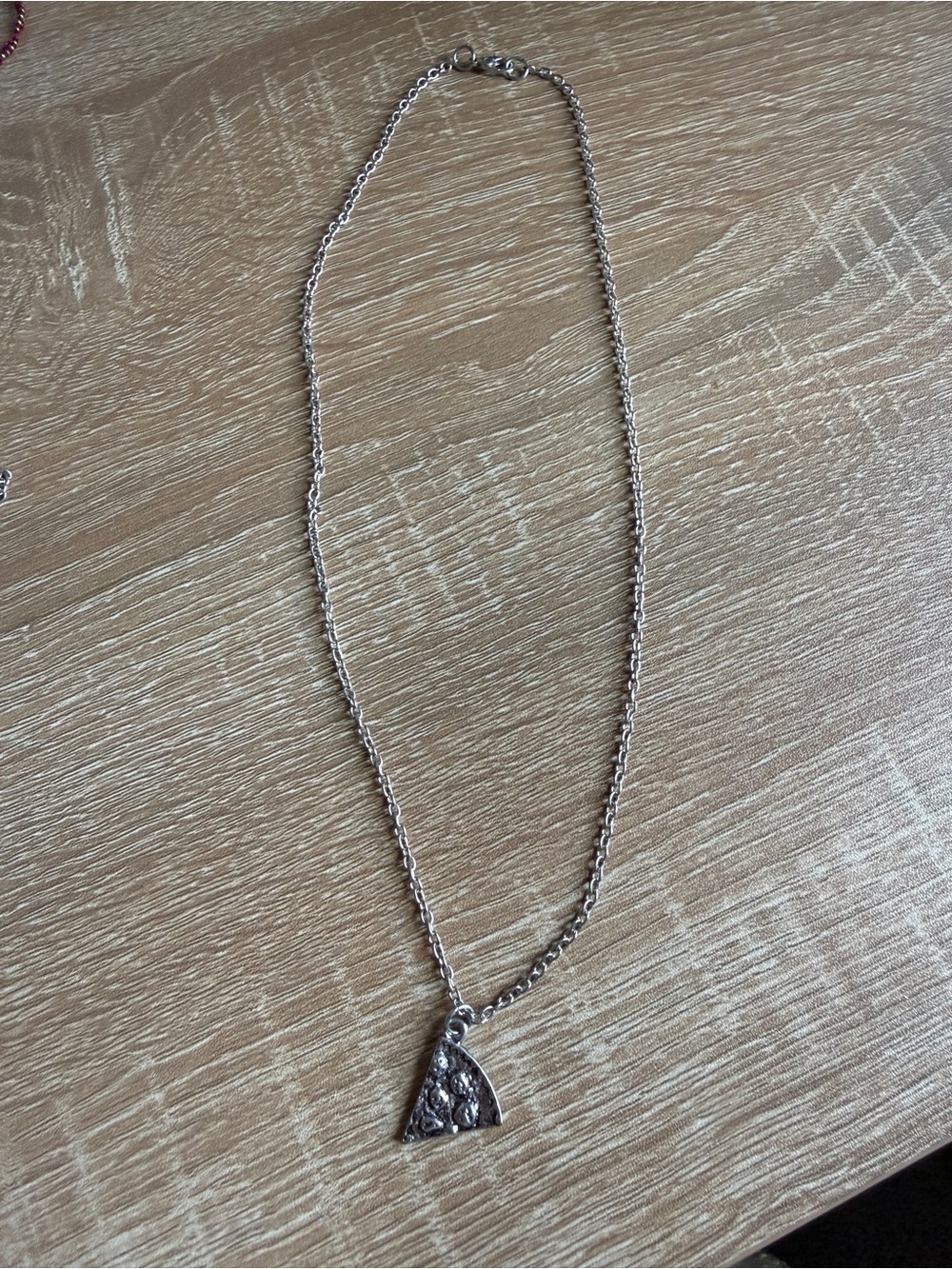Silver Pizza Pendant Necklace